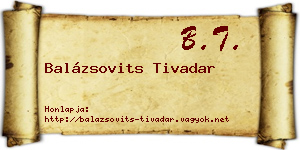 Balázsovits Tivadar névjegykártya